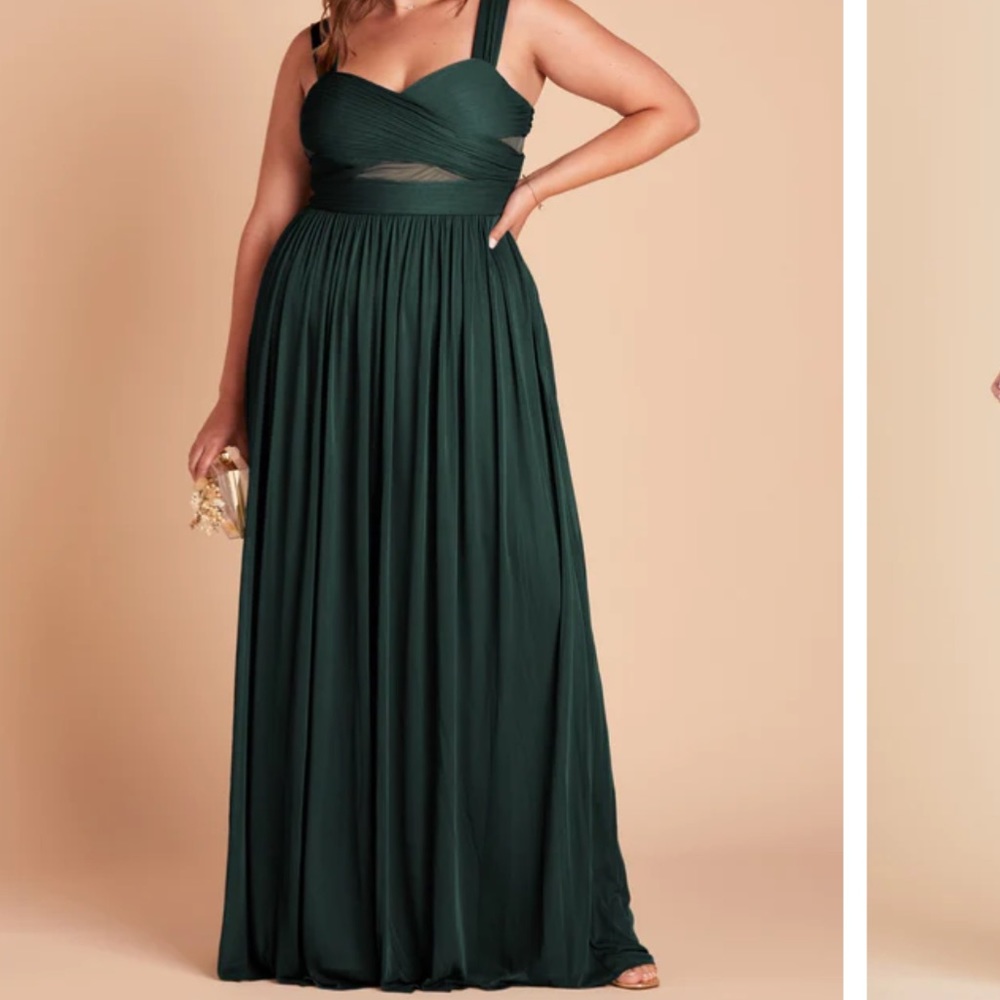 Birdy Grey Emerald Green Plus Size Bridesmaid Dress Mesh Cutout Size 3X 22-24